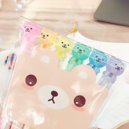 Highlighters 6pcs/set Cute Creative Highlighter Bear Fluorescent Note Pen Drawing Kawaii Office School Supplies Stationery