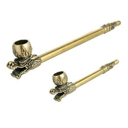 Multi Style Portable Brass Long Pipes Dry Herb Tobacco Handpipe Smoking Tube Innovative Design Art Decoration Pattern Philtre Holder High Quality DHL Free