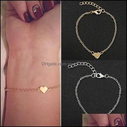 Pendant Necklaces & Pendants Jewellery Charming Heart Bracelets&Bangles For Women Girls Gold Sier Colour Metal Bracelets Statement Wholesale Gi
