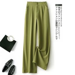 Women's wide-leg pants high waist draping spring and summer Korean loose straight-leg mopping chiffon suit 210925