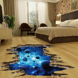 New 3d cosmic space galaxy Floor Sticker children wall stickers for kids room nursery baby bedroom home decoration decals murals 210420