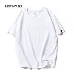 MOINWATER Women Black White Tshirts Lady Solid Cotton Tees Short Sleeve T shirts Female Summer Tops for Woman MT1901 210720