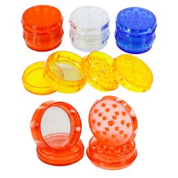 Transparent Colourful Plastic 60MM Smoking Dry Herb Tobacco Grind Spice Miller Grinder Crusher Grinding Chopped Hand Muller Cigarette Holder Accessories DHL