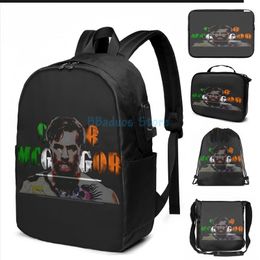 Funny Graphic Print Connor-McGregor(12) USB Charge Backpack Men School Bags Women Bag Travel Laptop