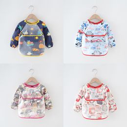 Baby Bibs Burp Cloths Long Sleeve Pocket Infant Apron Waterproof And Anti-dirty Eating Children's Rice Aprons M3510