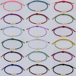 Creative Irregular Copper Beads Bracelets Adjustable Colorful Rope Bangle Handmade Woven Bracelet for Women Girls Jewelry