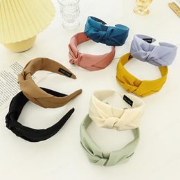 Fashion Women's Hairband Wide Side Turban Cross Knot Casual Headband Solid Color Headwear Adult Hair Accessories