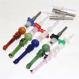 smoking Mini Nector Small Glass Pipes With stainless steel Tip Nail 14mm Nectar Set Wholesale