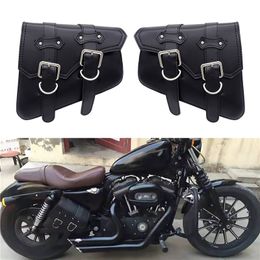 Motorcycle Waterproof Bag Motorcycle Saddle Bags Pu Leather Motorbike Side Tool Bag out door Luggage For Sportster XL 883 1200