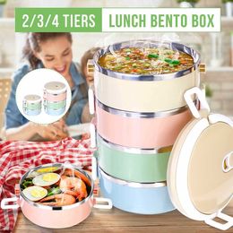 Stainless Steel Insulated Lunch Box Student School 2/3/4 Layers Tableware Bento Food Container Storage Breakfast e 210709