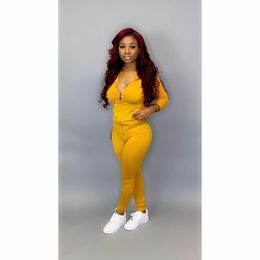 Echoine Sports Hooded Top + Long Pencil Pants Two-Piece Set Women Solid Color Fitness Casual Homewear Female Nightclub Tracksuit Y0625