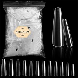 AORAEM 600pcs/Bag False Extra Long XL Press On Fake Nail Tips All For Manicure Clear Acrylic Nails Extension Tools Supply