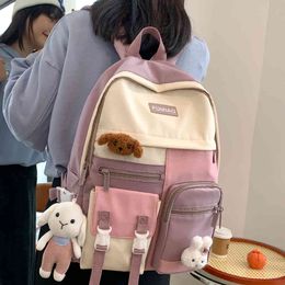 Kawaii Girl Harajuku Backpack Women Waterproof School Bag College Student Nylon Backpack Cute Book Female Bag Trendy New Fashion K726