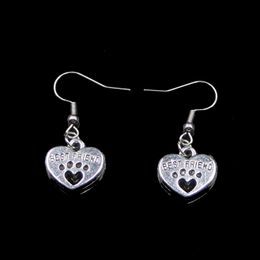 New Fashion Handmade 14*15mm Heart Best Friend Earrings Stainless Steel Ear Hook Retro Small Object Jewellery Simple Design For Women Girl Gifts