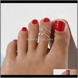 Other Body Drop Delivery 2021 2Pcs Toe Ring Handmade Adjustable Anillos Mujer 925 Sier Gold Filled 15Mm Hoop Rings For Women Foot Jewelry Bag