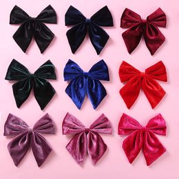 Large 6inch Velvet Bow With Clip Baby Girls Velvet Bows Nylon Headband Hairpins Kids Hairgrips Party Hair Accessories