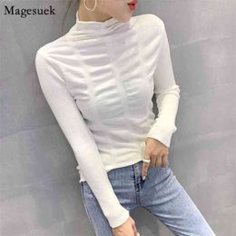 Autumn Half-Collar Bottom Pullover Women Sweater Winter Pleated Knitted s Solid Vintage Jumper 11560 210512