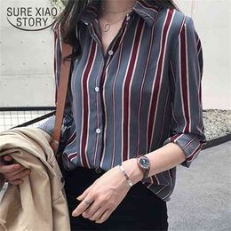 fashion striped blouse shirt 3XL plus size women tops long sleeve shirts s and s 1677 50 210506