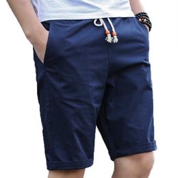 Summer Shorts Men Black Khaki Casual Cotton Beach Shorts Bottoms Elastic Waist Fashion Bermuda Short Joggers 4XL 5XL 210528