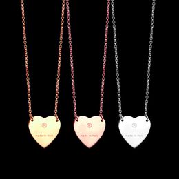 High Polished Stainless Steel Simple heart Pendant Necklaces Sliding Silver Rose Colours Gold Plated Classic Style Logo Printed Women Designer Jewellery