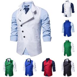 Men's Vests Solid Mens Suit Vest Casual Slim Men Formal Dress Business Wedding Waistcoat Male Gilet Homme Single Breasted Party Outwear