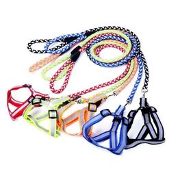 Dog Collars & Leashes Fashion Reflective Harness For Small/Big Adjustable Walking Puppy Accessories Pet Cute Leash Set Summer