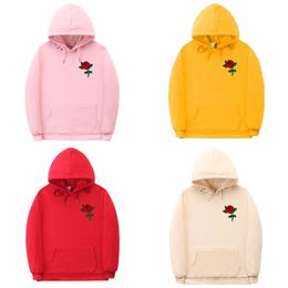 Hip Hop Hoodies Sweatshirt Fashion Rose Flower Print Winter Hoody Streetwear Casual Pullover Male Female Sudaderas Quality Tops Y0728