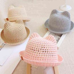 2019 new Children cat ears sunshade hat summer boys pots hats kids sun hats flanging baby spring and autumn sun protection Y21111