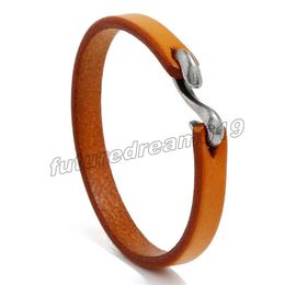 Men Bracelet Genuine Leather Bangle Retro Cuff Bracelet Classic Hooks Wristband Men Women Jewellery Gifts