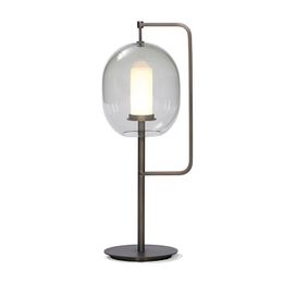 Table Lamps Contemporary Decorate Bar Bedroom Black Gold Marble Base Glass Cover Led Light Restaurant Bed Side Lamp