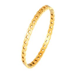 New High Quality 18 K Stainless Steel Hollow Bracelet For Women Gold Colour Chain Shape Love Bangle Party Gifts Jewellery Wholesale