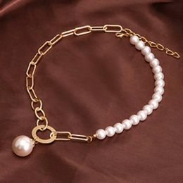 Pendant Necklaces Fashion Bohemia Asymmetry Pearl Women's For Women Vintage Golden Crude Chain Necklace Trend Female Jewellery