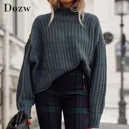 Women Solid Pullover Sweater Batwing Long Sleeve Loose Base Tops Lady Casual Soft Knitted Sweaters Autumn Spring 210414