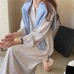 Plus Size Spring Girls Boho Chiffon Female Vintage Dress Party oversize long Sleeve Women Dresses Robe Vestido 210417