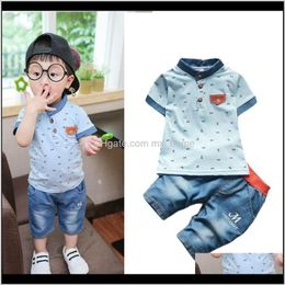Baby Kids Maternity Drop Delivery 2021 Baby Boys Summer Clothes Born Children Clothing Sets For Boy Short Sleeve Shirts Jeans Cool Denim Shor