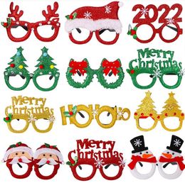 2021 Happy New Year Christmas Glasses 40 Styles Festival Party Decoration Kids Adult Photo Props Glitter Eyeglasses Frame Xmas Supplies