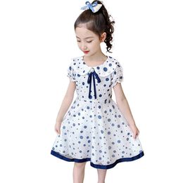 Kids Dresses For Girls Dot Pattern Dress Summer Children Teenage Childrens Clothing 6 8 10 12 14 210528