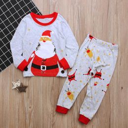 Clothing Sets Kids Boys Girls Printed Long Sleeves Top T-shirt + Pants Christmas Costumes Home Service 2021