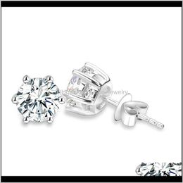 diamond stud earrings carat Australia - Jewelry925 Sier Classic Six 0Dot5 Carat 1Ct Round Brilliant Cut Moissanites Diamond Stud Earrings For Women Jewelry Drop Delivery 2021 Kurx4