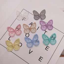 4.5*3.5cm Embroidered mesh butterfly cloth patches Appliques for Clothes Sewing Supplies DIY Hair Clip Accessories