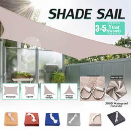 Shade 300D Waterproof Sun-Shelter SunShade Sail Outdoor Rectangle Garden Canopy Yard Beach Awning Khaki Cloth