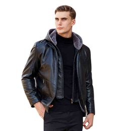 2021 New Men Leather Jacket Winter Fleece Men Soft PU Leather Jacket & Suit Business Casual Coats Male Jaqueta Masculinas Couro Y1122
