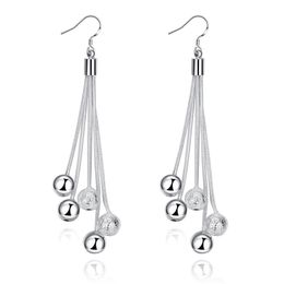 Lovely Silver Plated Dangle Tassel Ball Drop Earrings Women's Sanding Beads Pendant Dangling Fishhook Hook Fashion Jewellery