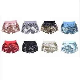 2021 Baby Sequins Shorts Summer Glitter Pants Girls Bling Dance Party Shorts Sequins Costume Glow Bowknot Trousers Fashion Boutique Shorts