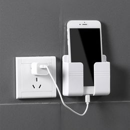 Wall Mount Phone Holder Adhesive Punch Free Wall Phone Bracket Home Bedroom Bathroom Kitchen Office Storage Organiser Racks