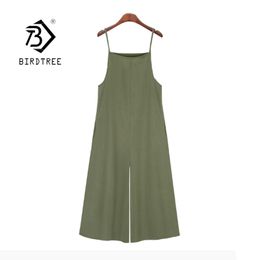 Women's Sleeveless Sarafans Jumpsuit Summer Ladies Loose Washed Cotton Linen Long Plus Size Robe Beach Party D14601X 210419