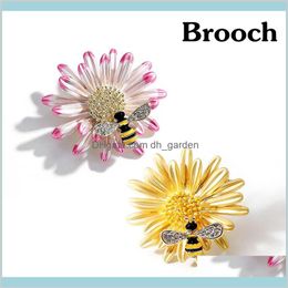 Bee Daisy Enamel Fashion Girls Brooch Pins Rhinstone For Women Scarf Clip Insect Accessories 5Xywj Mpafg