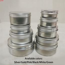 30g 50g 60g 80g 100g 150g Aluminum Jar Cream Metal tin box Black White Gold Pink Green Silver Body Lotion Packaging Containergood qty