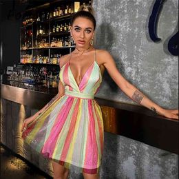 Backless A-line Short Mesh Tulle Dress Cocktail Evening Christmas Party Sexy Club Mini Vestidos Women Fashion 210427