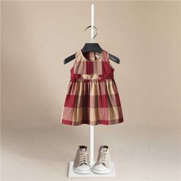 Baby Summer Clothing Toddler Baby Girl Solid Plaid Dress Sleeveless Princess Casual Dress A-Line Party Lace Sundress 1-5Y Q0716